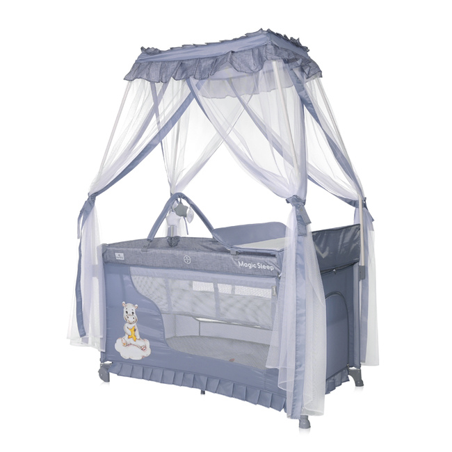 Lorelli Magic Sleep 2 Layers Playpen Cool Grey Hippo 1008048 2210