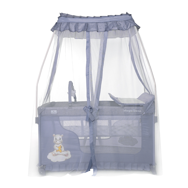 Lorelli Magic Sleep 2 Layers Playpen Cool Grey Hippo 1008048 2210