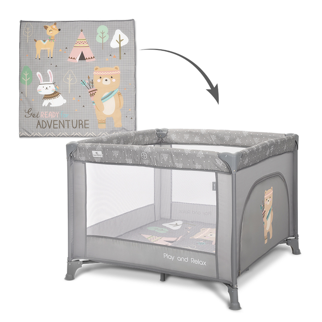 Lorelli Play n Relax Τετράγωνο παρκοκρέβατο 100x100cm Grey Adventure 10080682421