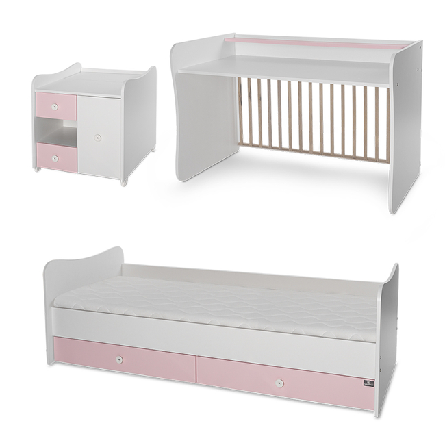 Lorelli BED MINI MAX NEW 190/72 COLOUR WHITE/ORCHID PINK 10150500038A