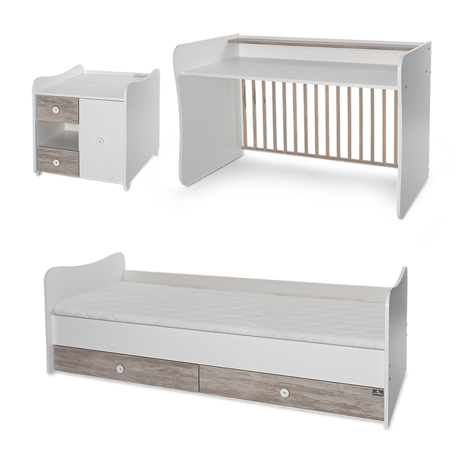 Lorelli BED MINI MAXI 190/72 COLOUR WHITE/ARTWOOD NEW 10150500043A