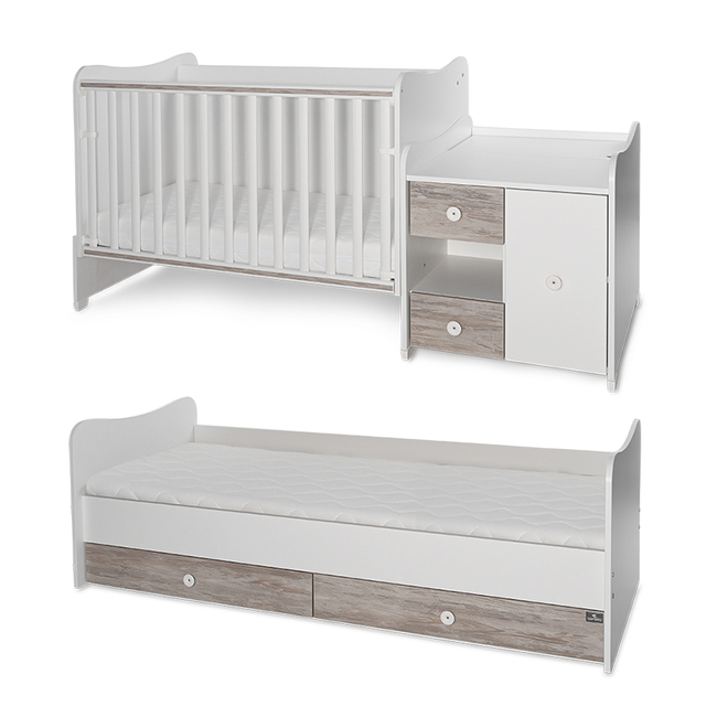 Lorelli BED MINI MAXI 190/72 COLOUR WHITE/ARTWOOD NEW 10150500043A
