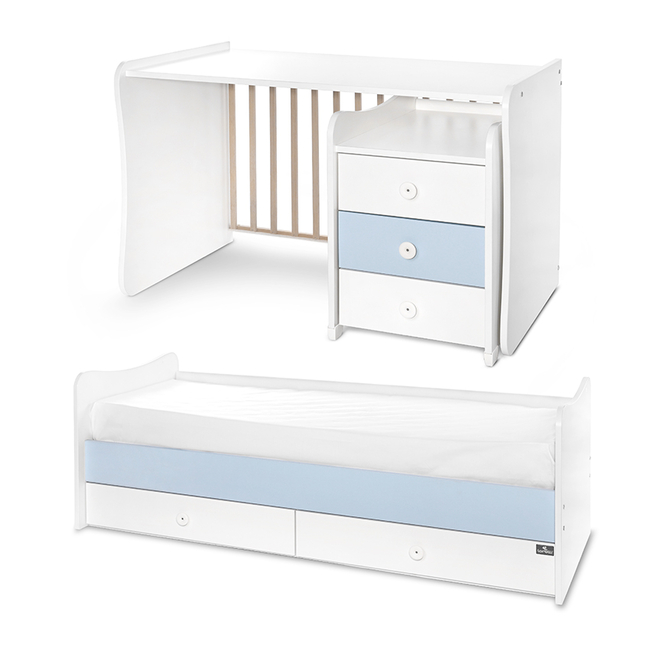 Lorelli BED MAXI PLUS NEW 70/160 WHITE/BABY BLUE 10150580039P