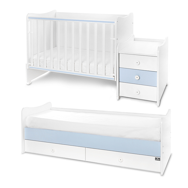 Lorelli BED MAXI PLUS NEW 70/160 WHITE/BABY BLUE 10150580039P