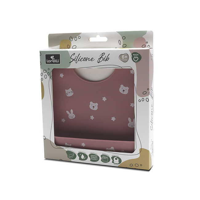 Lorelli Nature Σαλιάρα Σιλικόνης με ψιχουλοσυλλέκτη Pink 10230670002