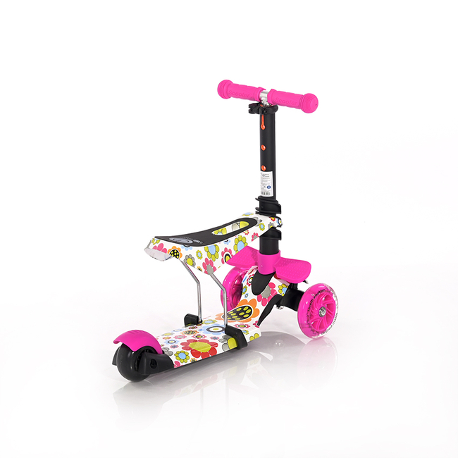Lorelli Scooter Smart Μετατρεπόμενο Παιδικό Πατίνι με Κάθισμα LED 3 ετών Pink Flowers 10390020016