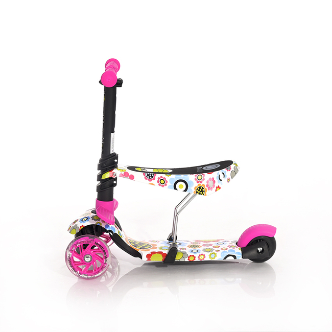 Lorelli Scooter Smart Μετατρεπόμενο Παιδικό Πατίνι με Κάθισμα LED 3 ετών Pink Flowers 10390020016