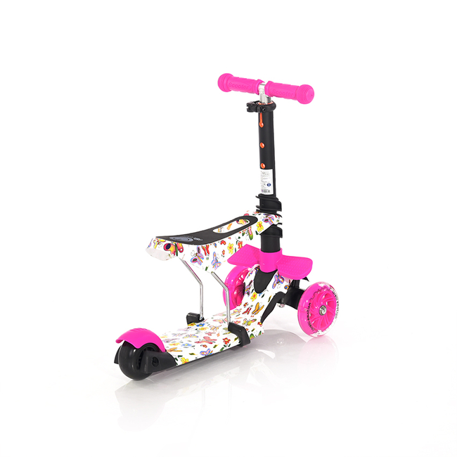 Lorelli Scooter Smart Μετατρεπόμενο Παιδικό Πατίνι με Κάθισμα LED 3 ετών Pink Butterfly 10390020021