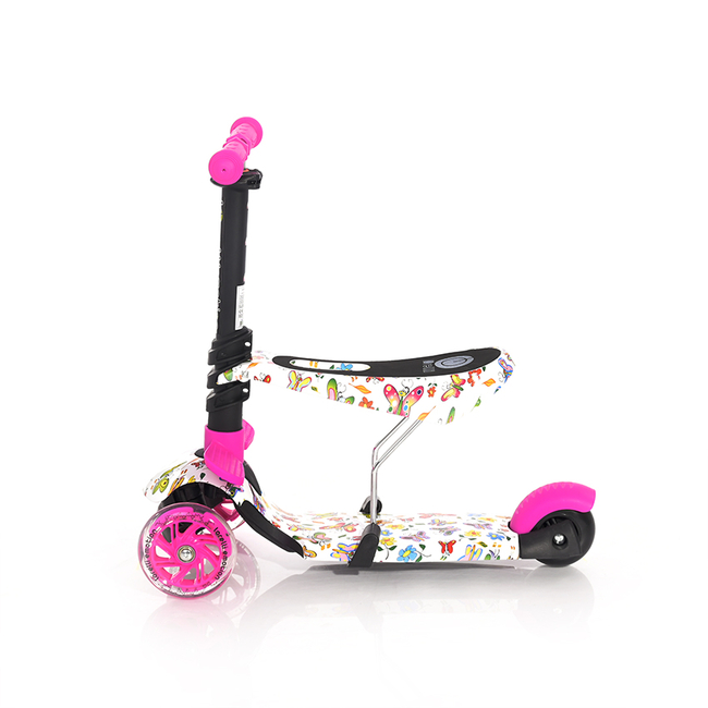 Lorelli Scooter Smart Μετατρεπόμενο Παιδικό Πατίνι με Κάθισμα LED 3 ετών Pink Butterfly 10390020021