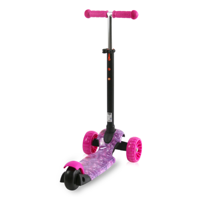 Lorelli Draxter PLUS Παιδικό Πατίνι με Λαβή Γονέα LED 3 ετών Pink Galaxy 10390140021