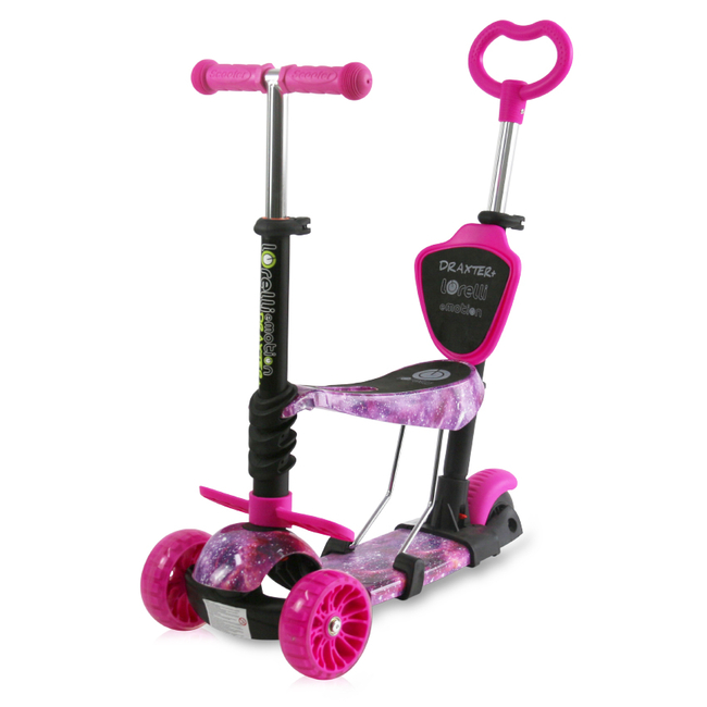 Lorelli Draxter PLUS Children's Scooter with Parent Handle LED 3 years Pink Galaxy 10390140021