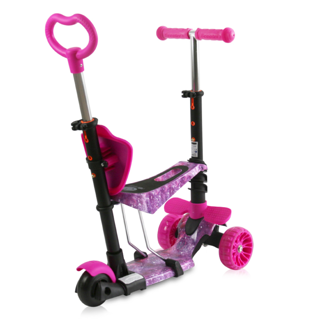 Lorelli Draxter PLUS Children's Scooter with Parent Handle LED 3 years Pink Galaxy 10390140021