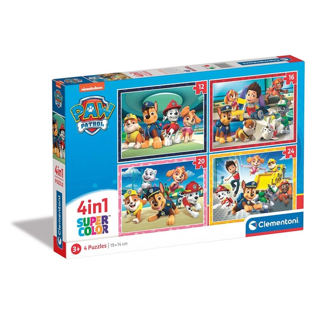 Clementoni Children's Puzzle 4 in 1 Supercolor Nickelodeon Paw Patrol 12-16-20-24 pcs
