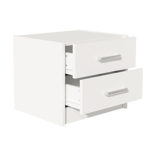 OLYMPUS pakoworld bedside table with 2 drawers color white 47.5x40.5x40.5cm