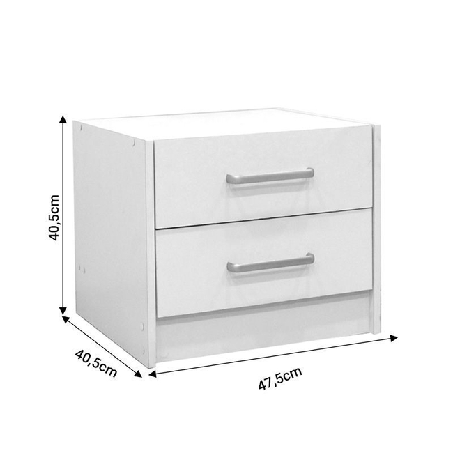 OLYMPUS pakoworld bedside table with 2 drawers color white 47.5x40.5x40.5cm