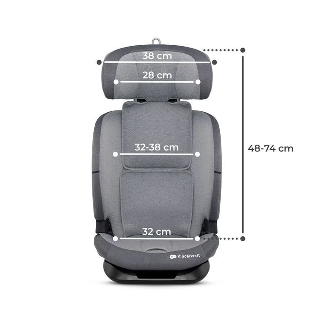 Kinderkraft Oneto3 i-Size Child Car Seat 76-150cm (9-36kg) Cool Grey KCONE300GRY0000