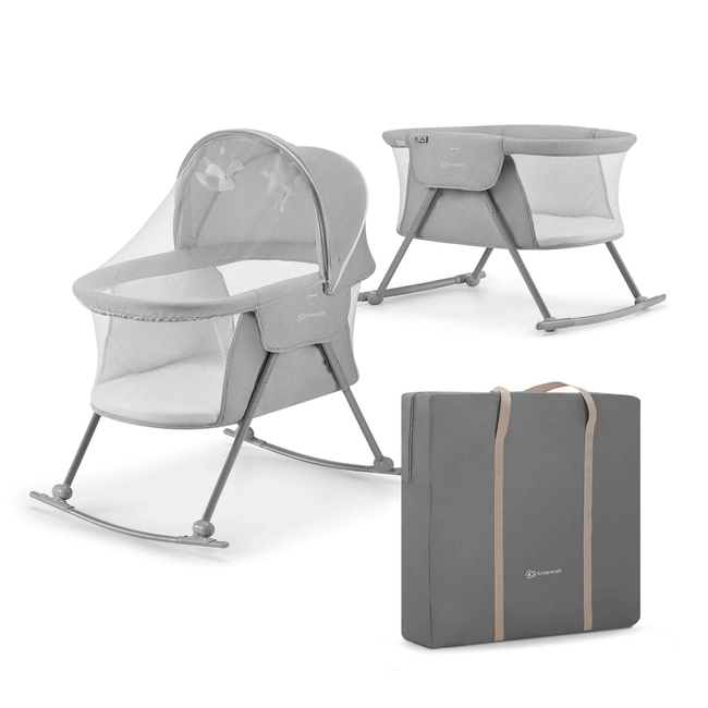 Kinderkraft LOVI Βρεφικό Λίκνο 3 σε 1 Grey KKLLOVIGRY0000