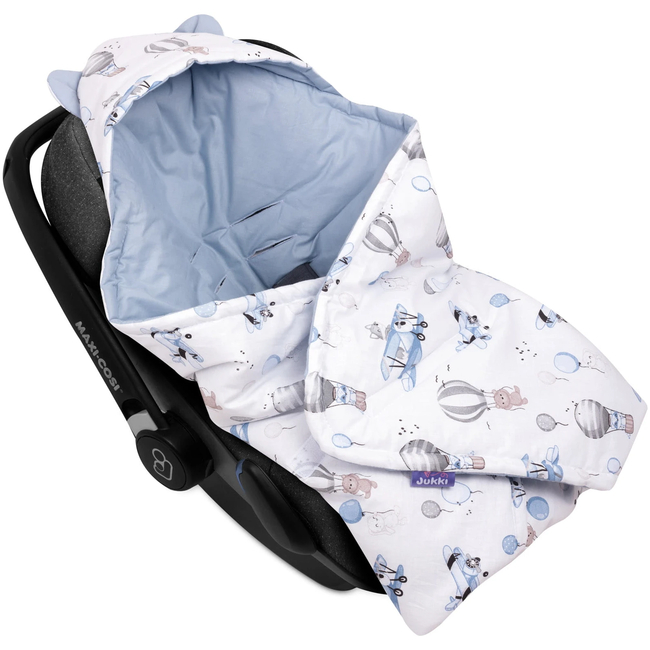 JUKKI Car Seat Blanket with Hood Balloon Travel Blue 5904506810772