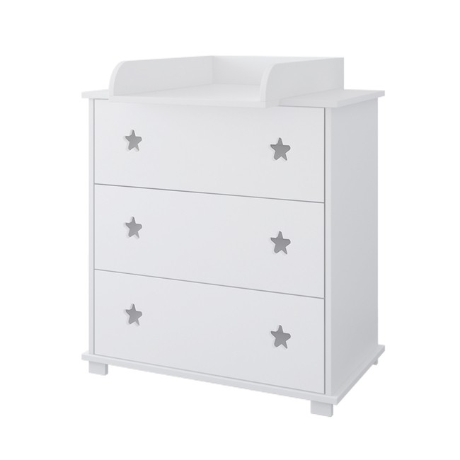 Children's Chest of Drawers Stars 80x48x87cm + GIFT Changer White