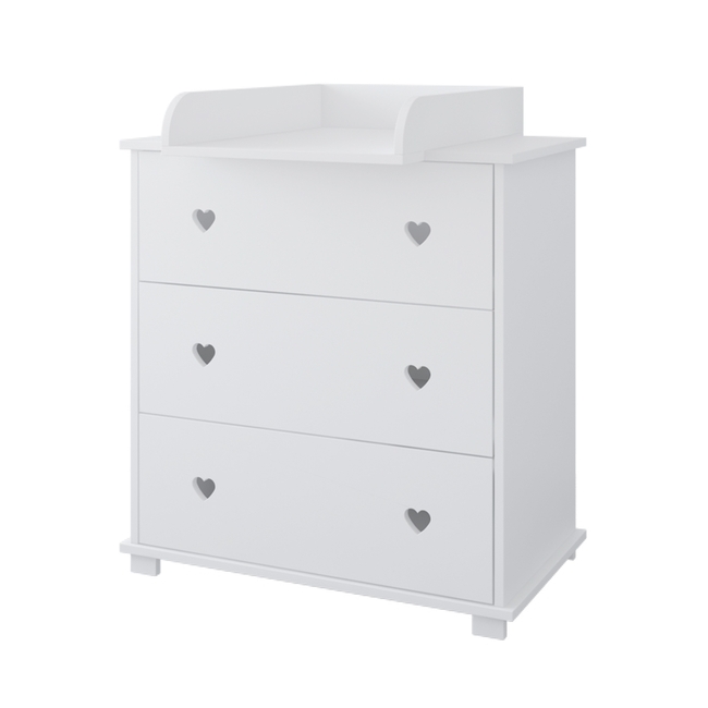 Children's Chest of Drawers Heart 80x48x87cm + GIFT Changer Serca White