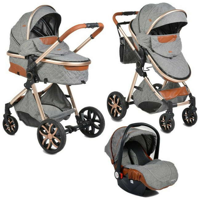 Cangaroo Alma 3 in 1 Aluminium Παιδικό Αναστρέψιμο Καρότσι 0+ μηνών Dark grey 3800146235475