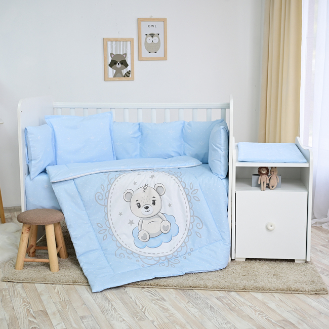 Lorelli Bedding Set Trend 115 x 70 with Embroidery 8  Pieces Little Bear Blue 20800055901