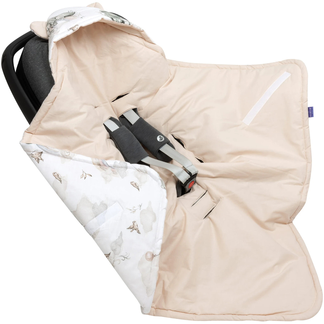 JUKKI Car Seat Blanket with Hood Elephant’s Paradise