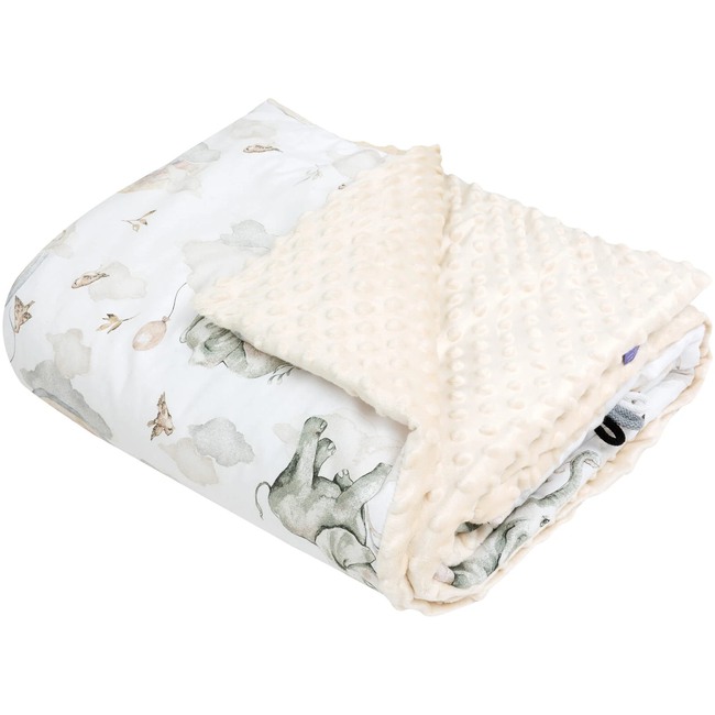 JUKKI Soft Baby Blanket 100x140cm Elephant’s Paradise & Ecru Minky