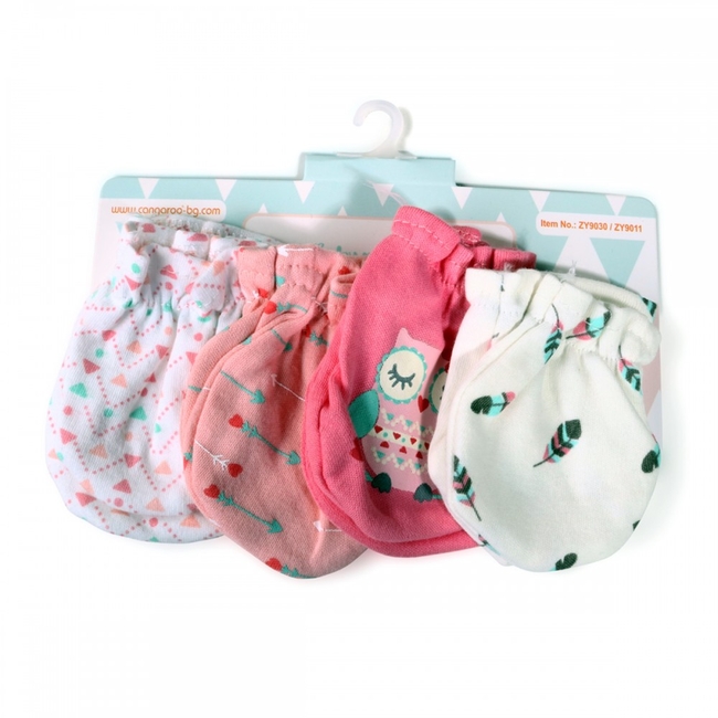 Moni Tibby Cotton Baby Gloves Mittens for Newborn 4 pieces Girl 3800146264246
