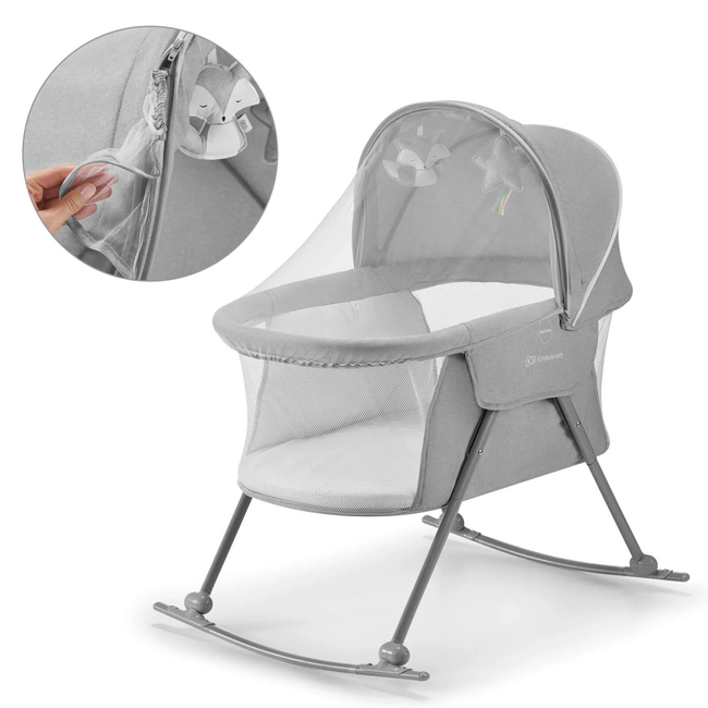 Kinderkraft LOVI Βρεφικό Λίκνο 3 σε 1 Grey KKLLOVIGRY0000