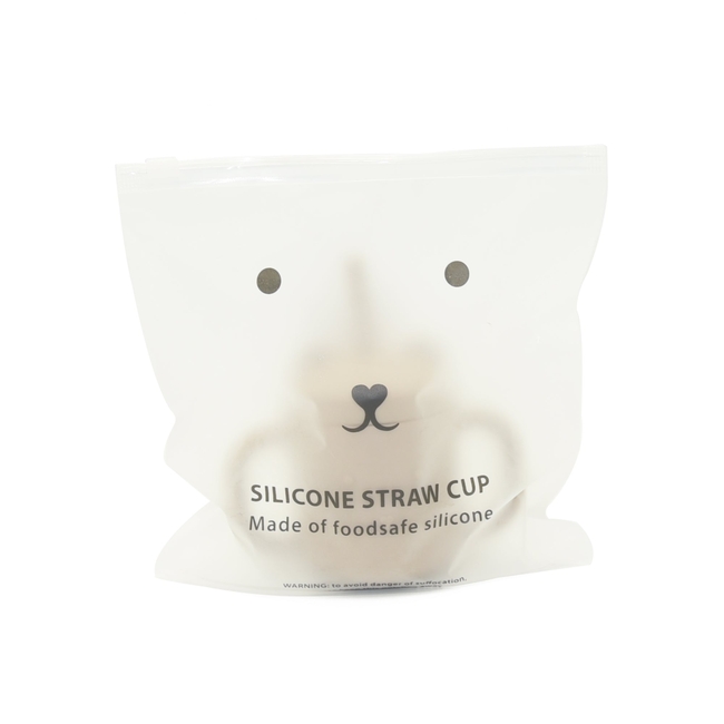 Petit Monkey Educational Silicone Cup with Straw Taupe PTM-SCLS8
