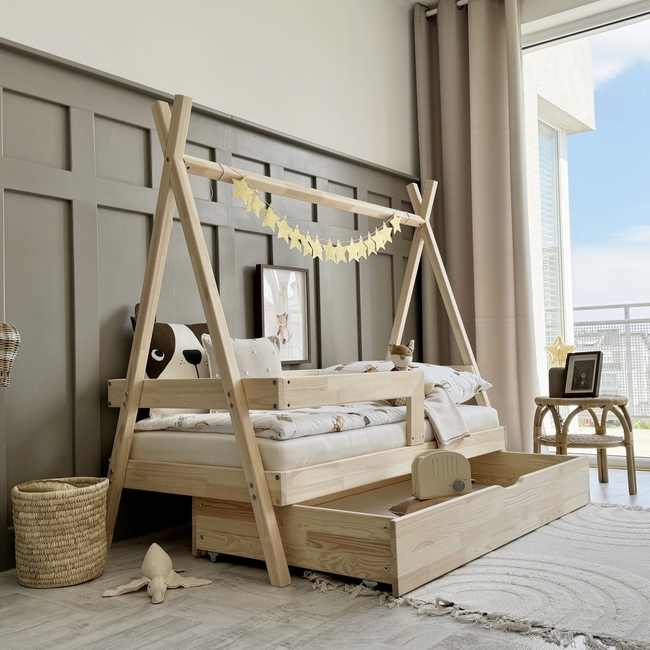 Luletto Tipi Plus – Κρεβάτι Tipi Με Ίσια Κάγκελα & Συρτάρι Με 2η Θέση Ύπνου