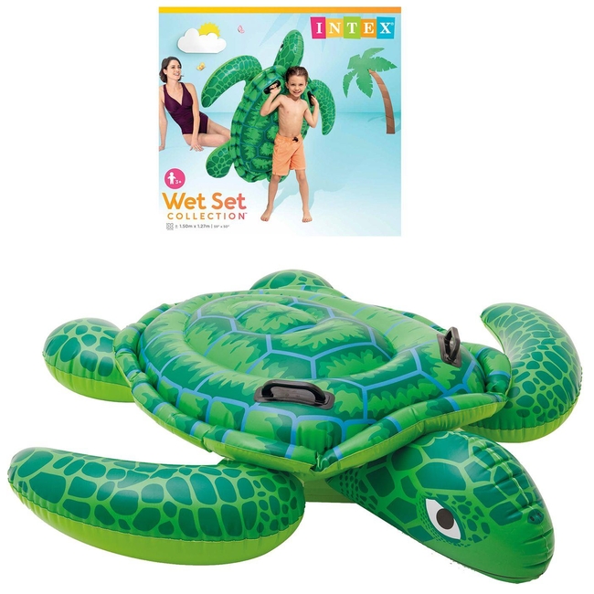 Intex Children's Inflatable Ride On Sea Turtle with Handles Green 150x127cm 42-2681
