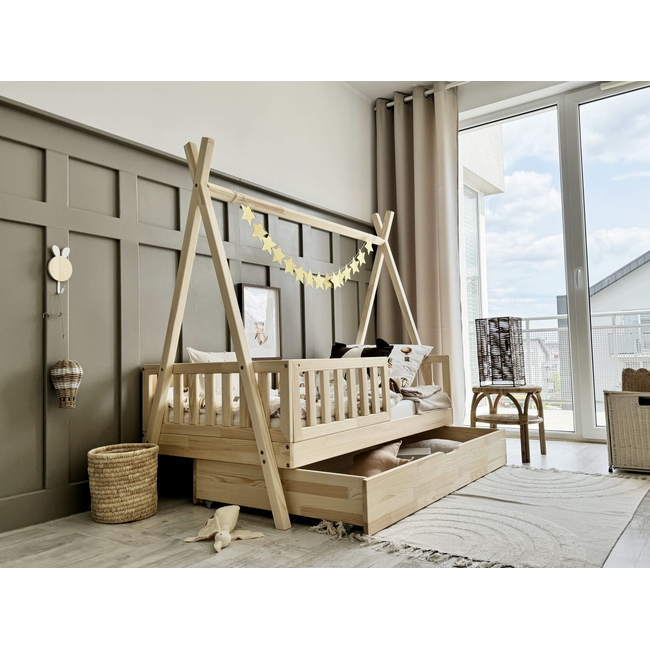 Luletto Tipi Plus – Παιδικό Κρεβάτι Tipi Με Κάγκελο & Συρτάρι Ύπνου