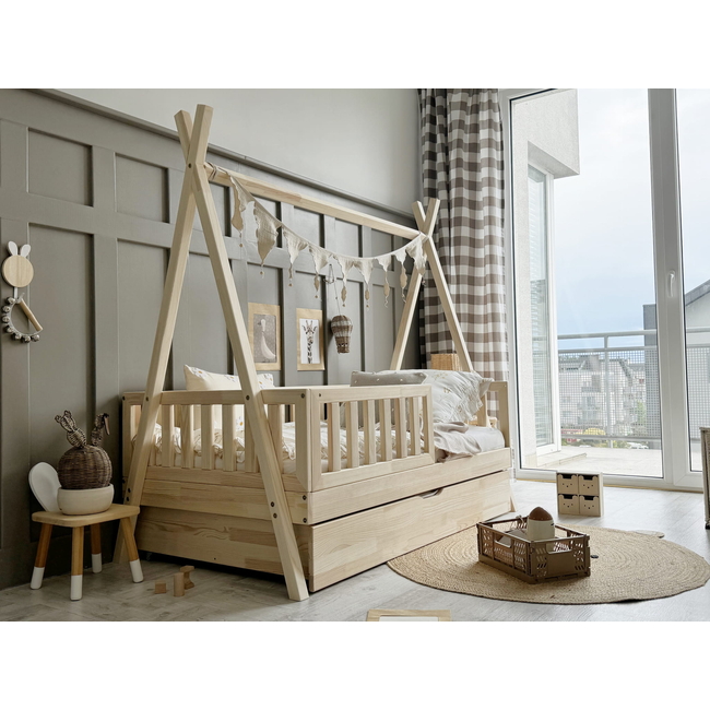 Luletto Tipi Plus – Παιδικό Κρεβάτι Tipi Με Κάγκελο & Συρτάρι Ύπνου