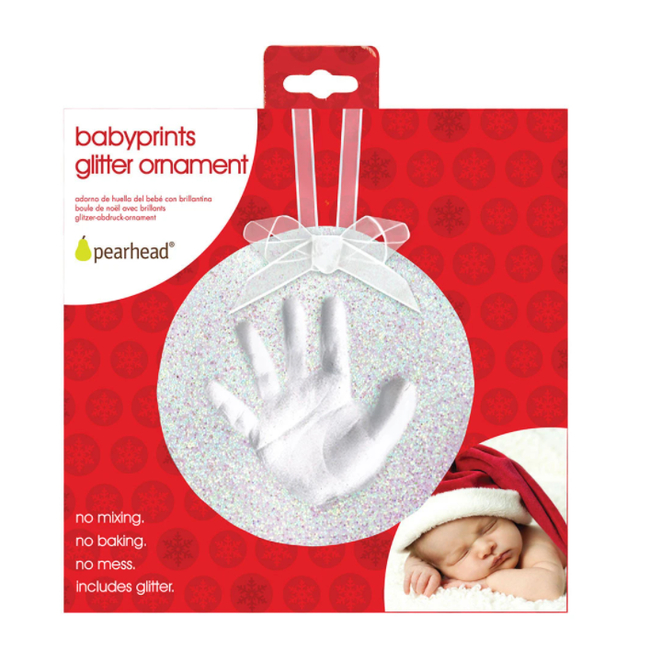 Pearhead Christmas Hanging Ball White with Your Baby's Footprint 14.2cm.