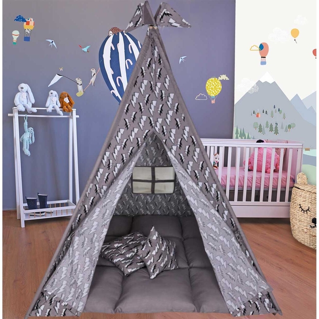 Babyliss: Large fabric tent with thick mattress and 2 pillows "Go to the Sound of Thunder" 120 x 120 x 160cm