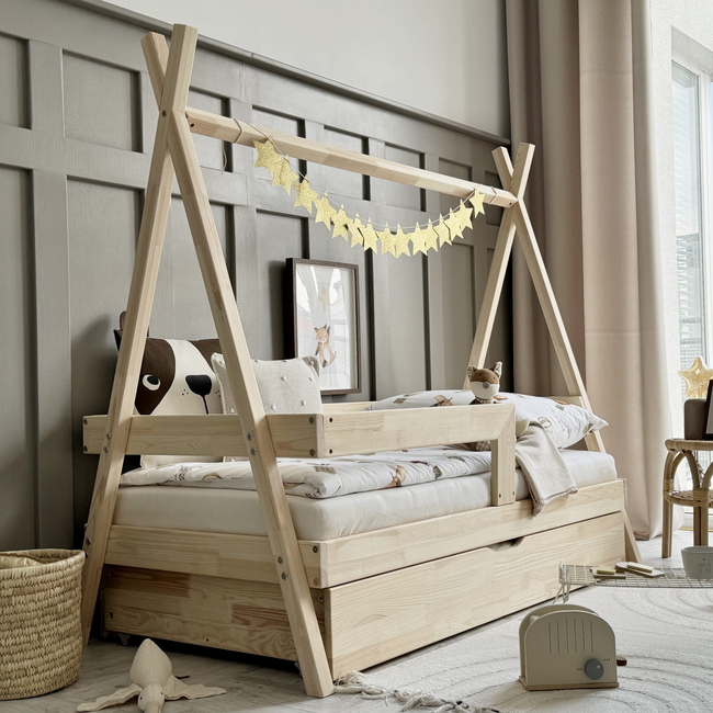 Luletto Tipi Plus – Κρεβάτι Tipi Με Ίσια Κάγκελα & Συρτάρι Με 2η Θέση Ύπνου