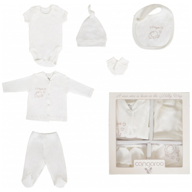 CANGAROO 6 -piece gift set for newborn 100% Cotton Milky Way Beige 5766658679962