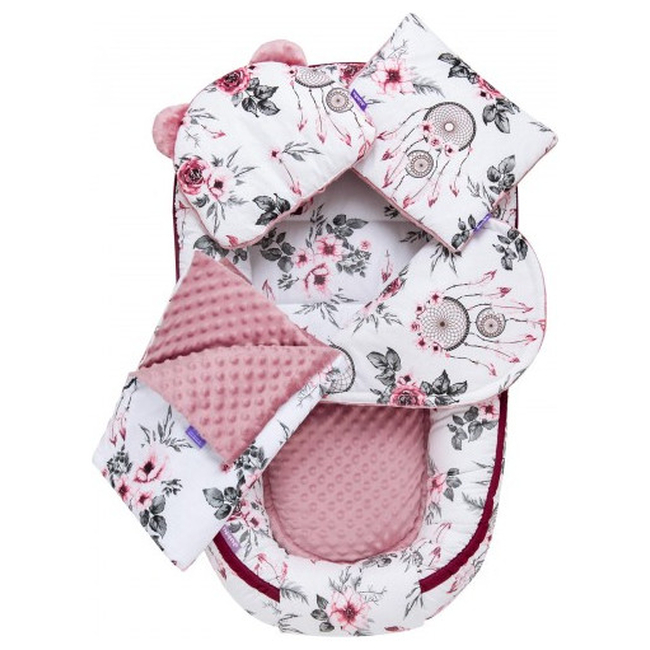 Jukki Baby Nest For Babies 100x55 Set 5 pcs Minky Fabric Summer Dream Old Rose (5904506802524)