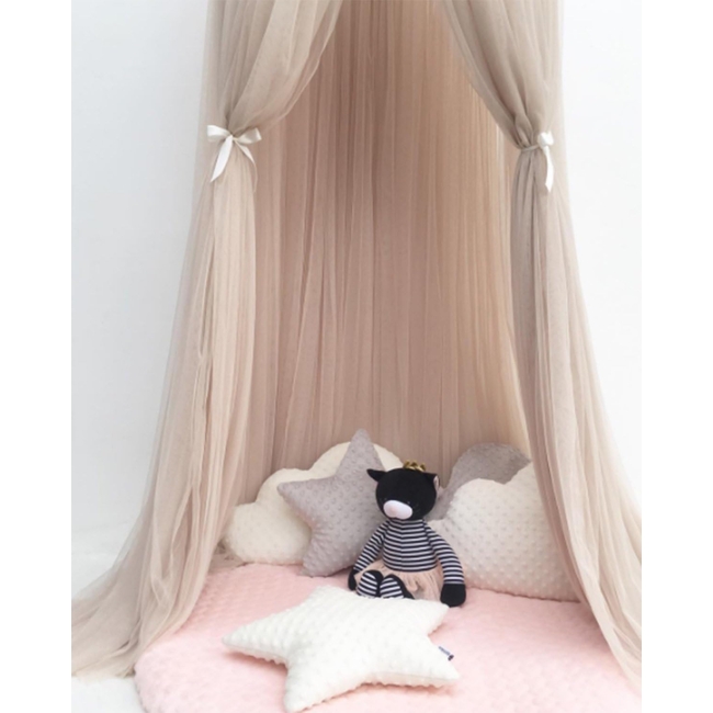 Bed Canopy , Princess Dreamy Canopy, Kids Room Play Tents Baby Anti Mosquito net for Bed, Nursery Canopy Perfect Decoration Khaki