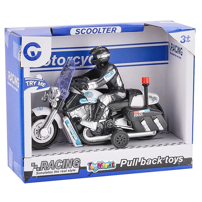 ToyMarkt Pull Back Police motorcycle with Sounds & Lights 70-2094