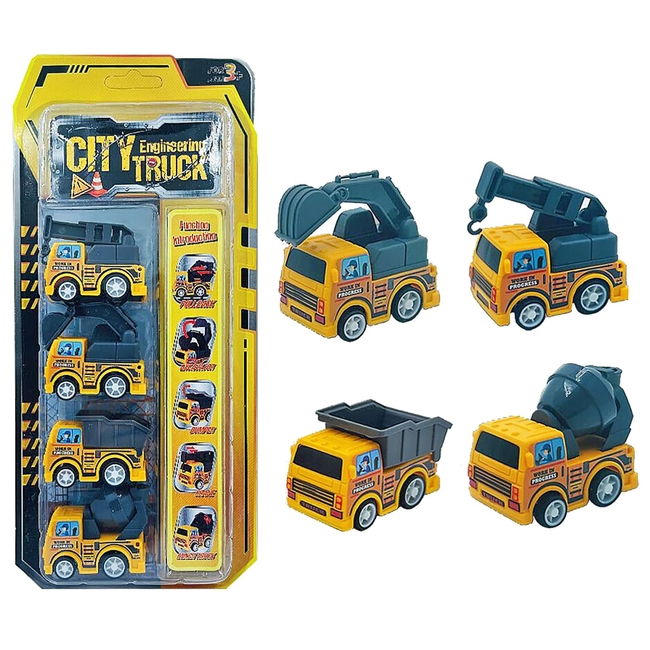 Toymarkt Δομικά Οχήματα Pull Back σε Καρτέλα 14x30x3cm