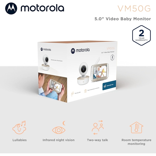 Motorola VM50G Baby Monitor Two-Way Communication and Infrared Night Vision - 300 m Range - Zoom, Tilt and Pan