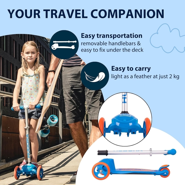 Hudora Flitzkids 2.0 Παιδικό Πατίνι Αλουμινίου με 3 τροχούς (3+ ετών) Μπλε