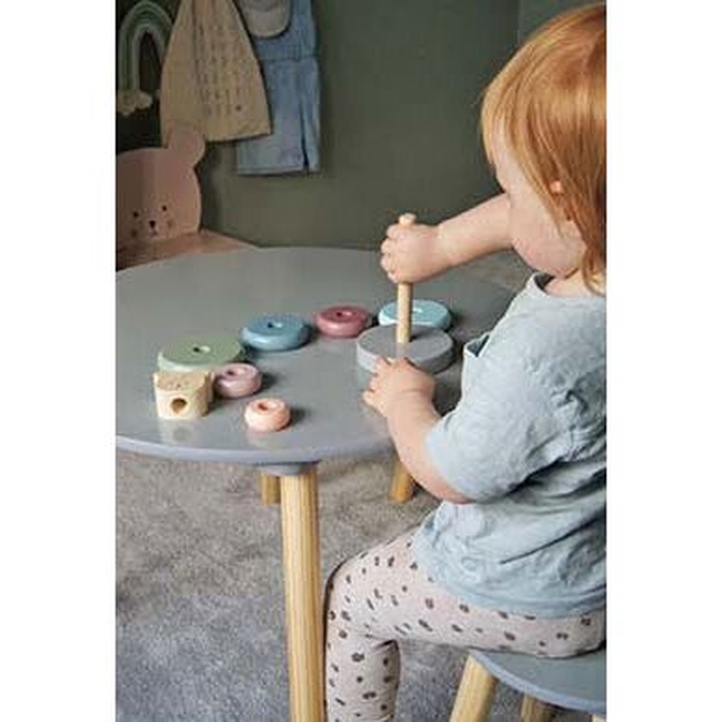 Jabadabado: Wooden Pyramid with Colored Teddy Rings JB-W7195