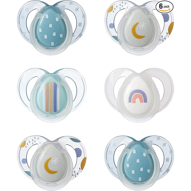 Tommee Tippee Nighttime Πιπίλες 6–18m (6τμχ) – Glow in the Dark, Ορθοδοντικές, BPA Free