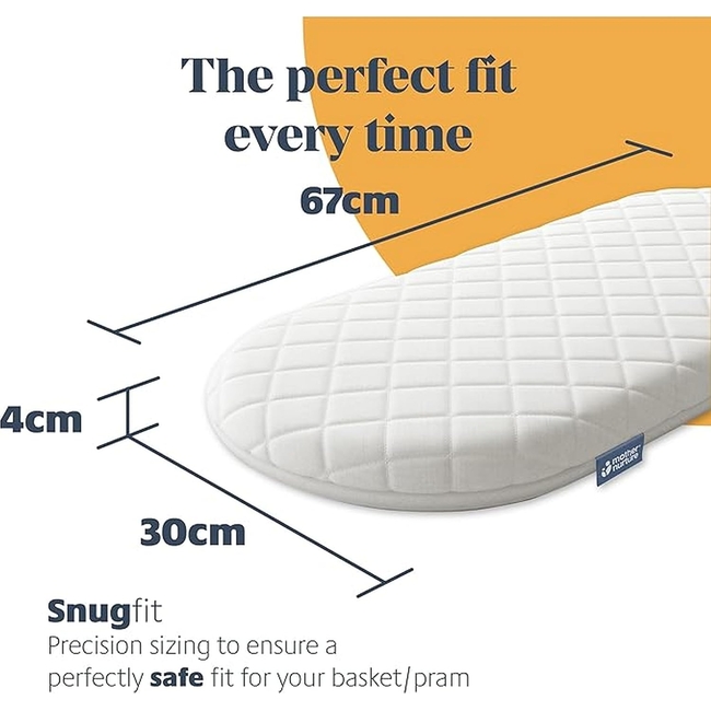 Mother Nurture Baby Basket Mattress 67 x 30 x 4cm White