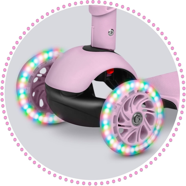 Ricokids Cubi 3-in-1 Scooter Children's Scooter with 3 LED Wheels 3+ years Pink