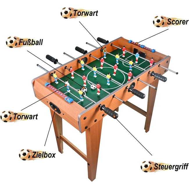XL Wooden Football Table Game 18 Players 69 x 37 x 65 cm